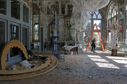 Debris over the floor in a room of the Golestan Palace.