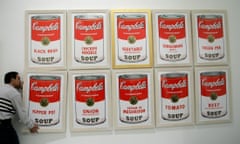 File photo of a worker hanging a print by US artist Andy Warhol at Es Baluard museum in Palma de Mallorca<br>A worker hangs "Campbell's soup," a print by U.S. artist Andy Warhol, before the opening of the exhibition "Andy Warhol" at Es Baluard museum in Palma de Mallorca on the Spanish island of Mallorca in this November 29, 2006 file photo.  The Federal Bureau of Investigation on April 11, 2016 offered up to a $25,000 reward for information on seven "Campbell's Soup" Warhol screen prints stolen from the Springfield Art Museum in Springfield, Missouri.  REUTERS/Dani Cardona/Files