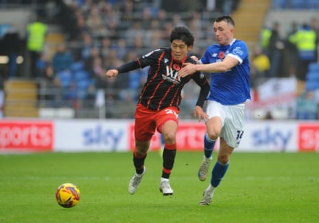 Blackburn Rovers' Yuki Ohashi battles with Cardiff City's David Turnbull
