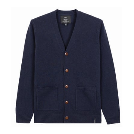 Navy cardigan with brown buttons