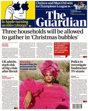 Guardian front page, Wednesday 25 November 2020