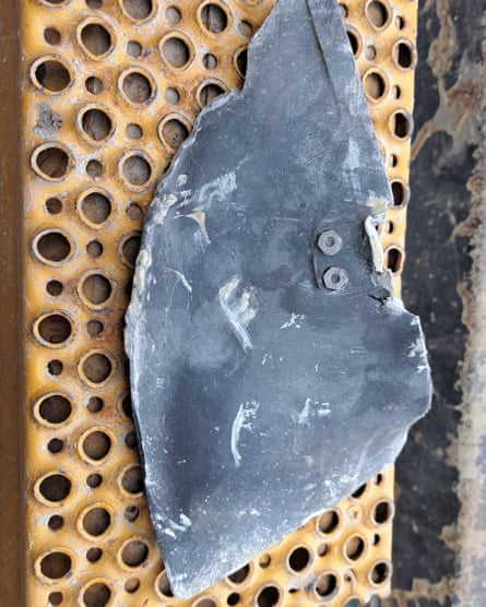 The remnant of the tail-fin of a JDAM