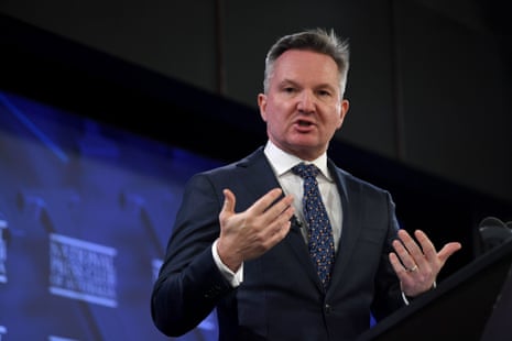 Federal climate change and energy minister, Chris Bowen, speaks at the National Press Club in Canberra.