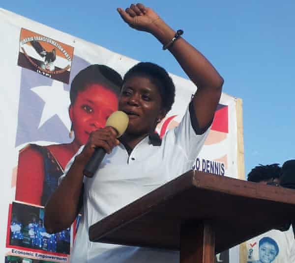 Rustonlyn Dennis giving a speech during her electoral campaign.