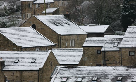 snow on rooftops