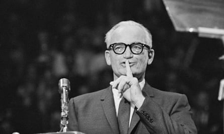 Senator Barry Goldwater speaking at an election rally in Madison Square Garden, New York City, in October 1964.