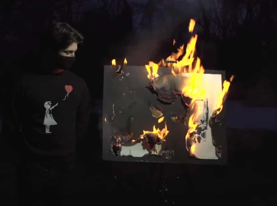 Banksy work is burned