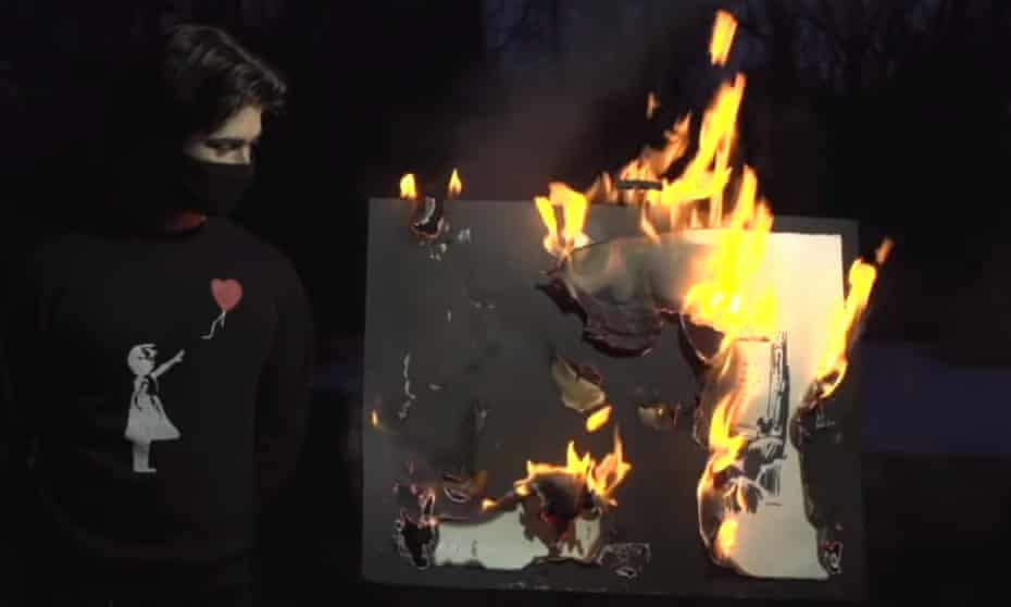 How to quadruple a work’s value … the Banksy ablaze.