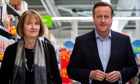 Campaigning together: prime minister David Cameron and the former deputy Labour leader Harriet Harman.