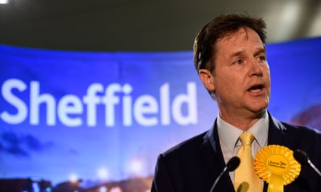 Nick Clegg delivers a speech despite losing the Sheffield Hallam seat.