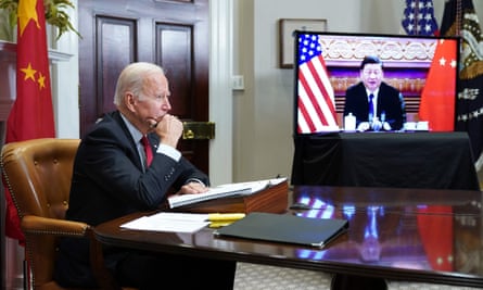 The US president, Joe Biden, meets with his Chinese counterpart, Xi Jinping, in November 2021.