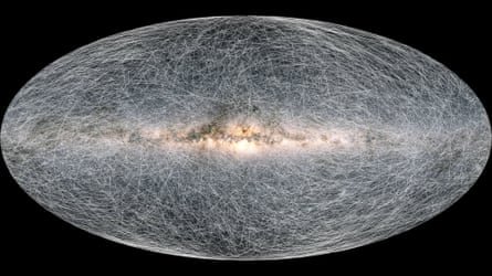 A still image from an animation showing the 'real motion' of stars