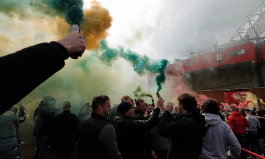 Protests were held at Old Trafford following the collapse of the European Super League