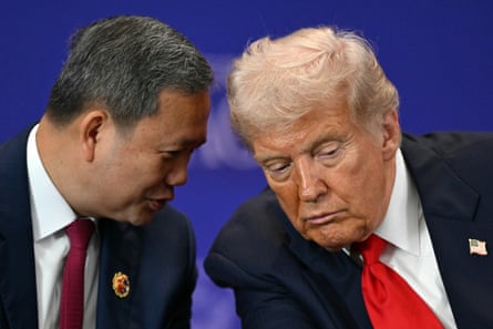 Donald Trump with Cambodia’s prime minister Hun Manet in Kuala Lumpur