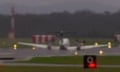 The Beechcraft B200 Super King Air small turboprop plane, makes an emergency landing at Newcastle airport