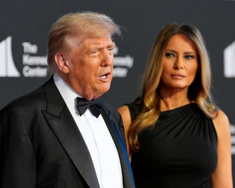 Donald Trump and first lady Melania arrive to view opening night of Les Misérables at the Kennedy Center.