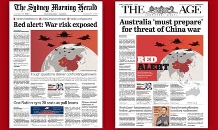 The front pages of the Sydney Morning Herald and the Age featuring the special report on China.