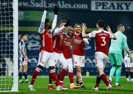 Alexandre Lacazette of Arsenal celebrates making it 4-0.