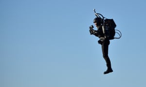 Jetpack flyer David Mayman during a demonstration in London in 2016.