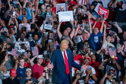 Trump delivers remarks during a campaign rally at the Liacouras Center in Philadelphia.