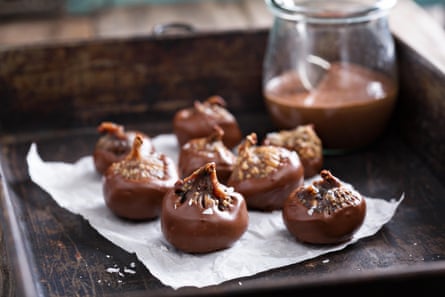 Figs covered in chocolate.