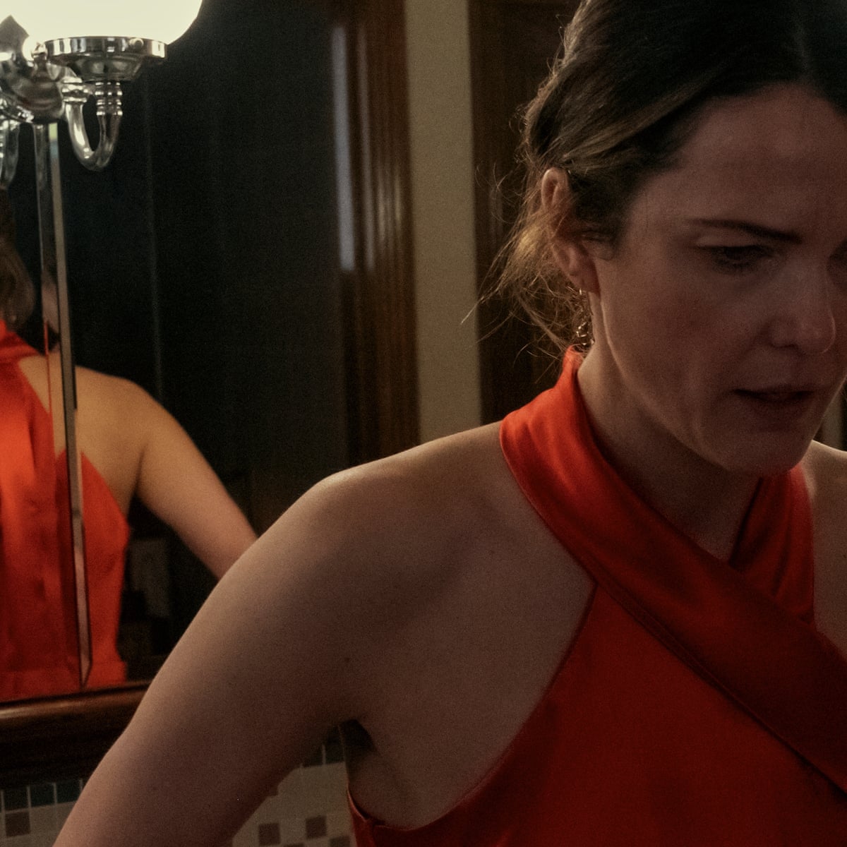 red dress the diplomat Keri Russell The Diplomat Red Dress