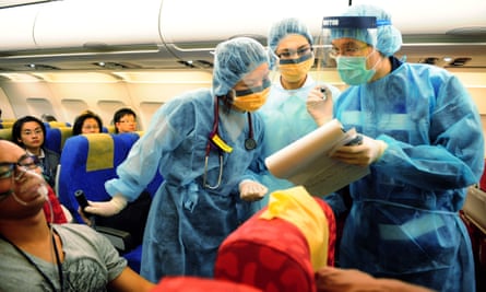 Health workers taking part in a simulation. Following the Sars outbreak, Hong Kong’s Centre for Disease Prevention holds regular preparedness exercises.