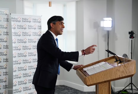 Rishi Sunak delivering his speech at Policy Exchange.