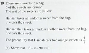 How to solve the maths GCSE question about Hannah's sweets