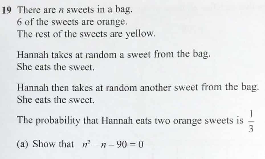 Hannah’s sweets maths problem perplexed students taking the Edexcel GCSE paper