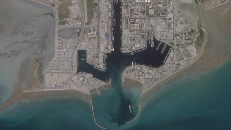 A satellite view shows the Bandar Abbas harbour in Feburary.