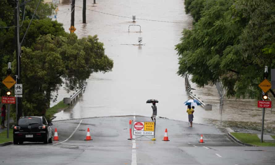 A road cut by water in Wavell Heights, northern Brisbane