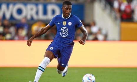 Callum Hudson-Odoi of Chelsea runs with the ball during the Florida Cup match against Arsenal in Orlando in 2022.