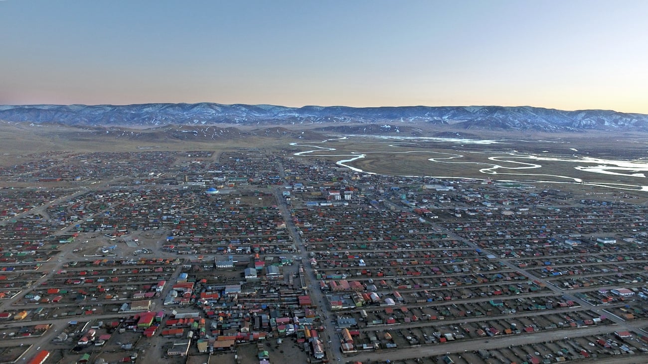 A view of Murun taken from a drone flying over the city