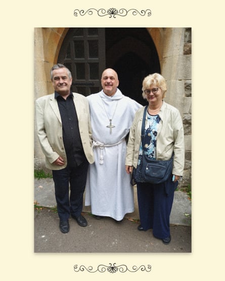 The couple at church with the vicar.