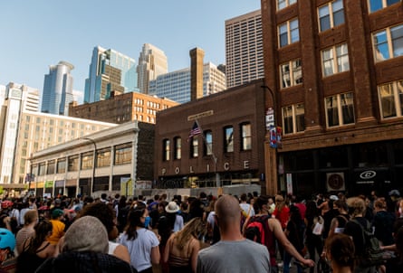 Protesters gather outside the First Police Precinct Station on June 11, 2020 in Minneapolis, Minnesota. The demonstration called for police reform and justice for George Floyd who was killed by members of the Minneapolis Police Department on May 25.