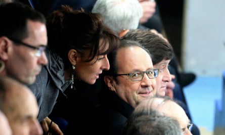 Adviser Nathalie Iannetta with President Francois Hollande during the friendly between France and Russia at the Stade de France this year.