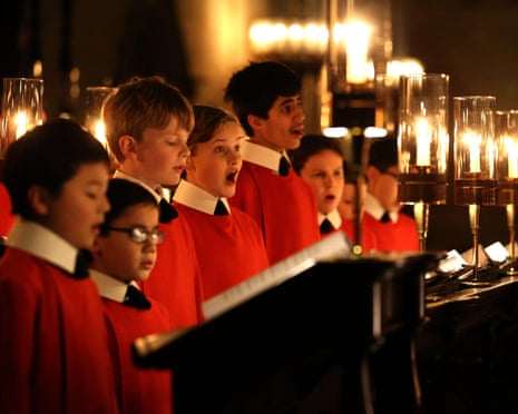 Boys from Cambridge University’s King’s College choir during final rehearsals at King’s College chapel in Cambridge, ahead of the Festival of Nine Lessons and Carols