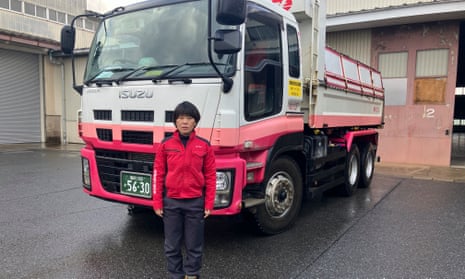 Mayumi Watanabe with her truck at a depot in Fukui prefecture