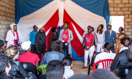 Members of regional Rise Clubs perform in scenes to raise awareness of the dangers of ‘blessers’ in their area.