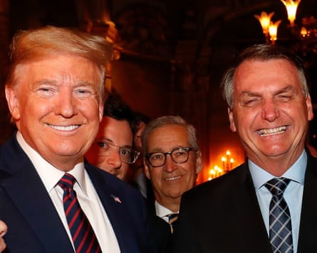Donald Trump and Jair Bolsonaro smiling