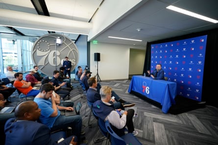Daryl Morey, the Philadelphia 76ers’ president of basketball operations, addressed the media on Wednesday at the team’s training facility in Camden, New Jersey.