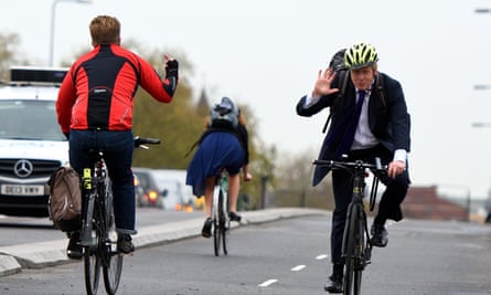 Boris Johnson laughs off jibe from fellow cyclist