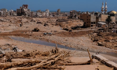 Aftermath of flooding in Derna.