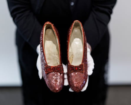 Red slippers worn by Judy Garland in The Wizard of Oz, auctioned in 2024.