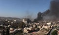 Smoke rising from the Jenin refugee camp on Thursday.
