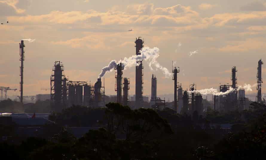 Emission from the chimneys of a chemical plant located near Port Botany in Sydney