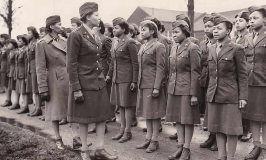 Members of the 6888th battalion stand in formation in Birmingham, England, in 1945. 