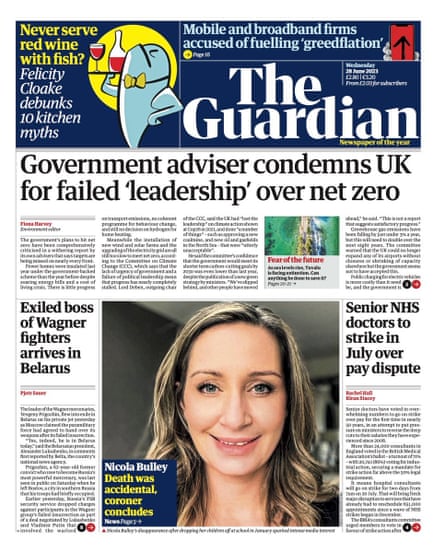 Guardian front page 28 June