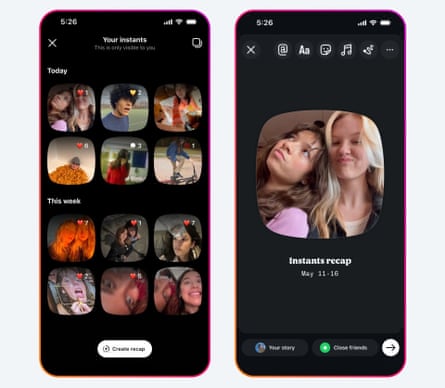Screenshots of Instagram Instants.